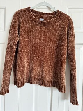 aerie Brown Chenille Crewneck Sweater
